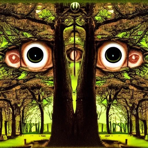the trees have eyes and they're watching me, acid Stable Diffusion