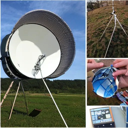 complicated diy radio telescope scanner device made of Stable Diffusion