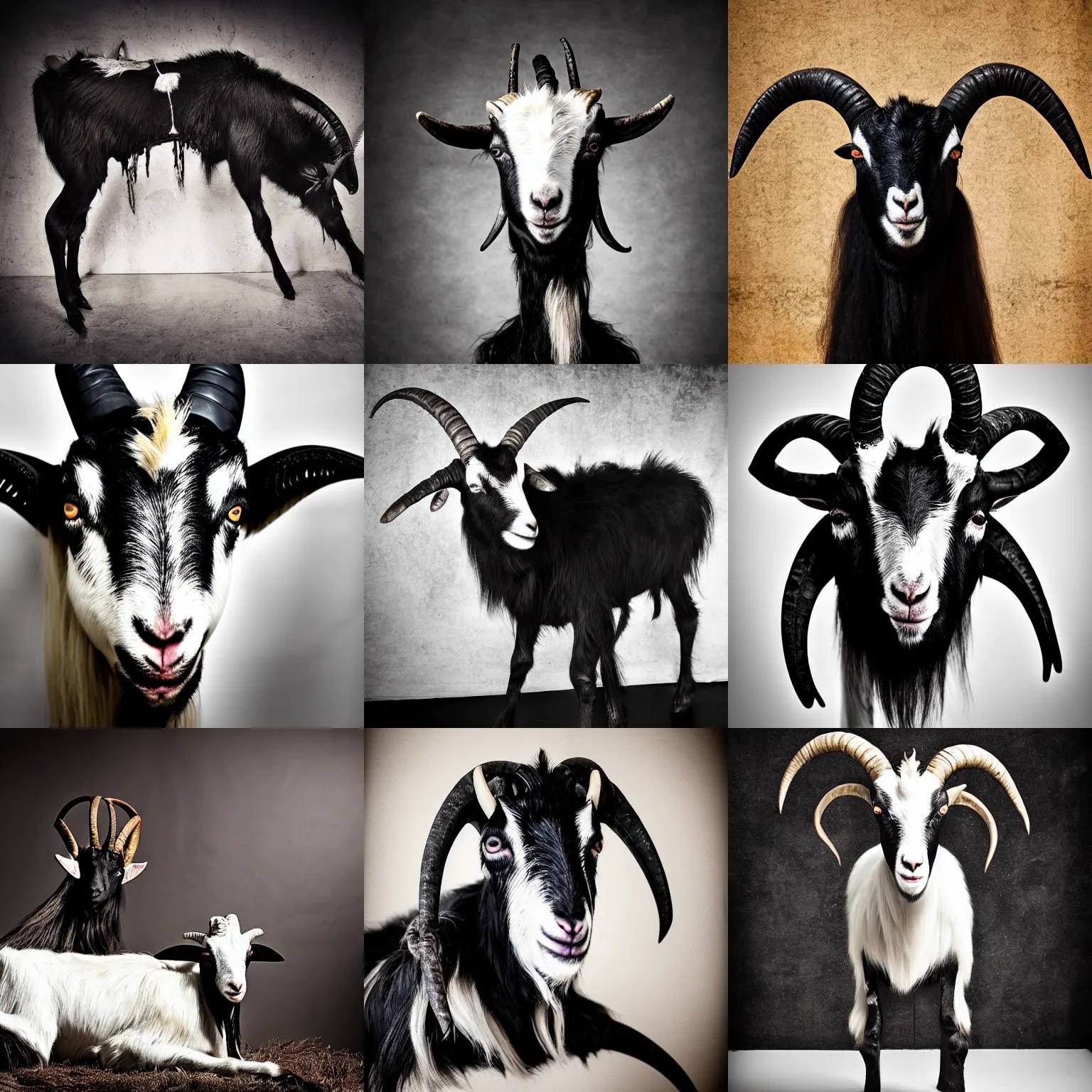 black metal goat with corpse paint, studio photography Stable Diffusion
