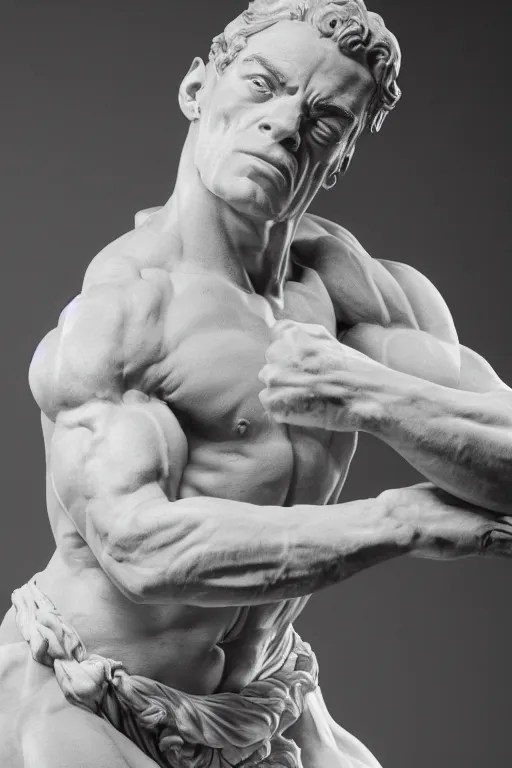 Jean Claude Van Damme as a classical marble statue. Stable Diffusion OpenArt