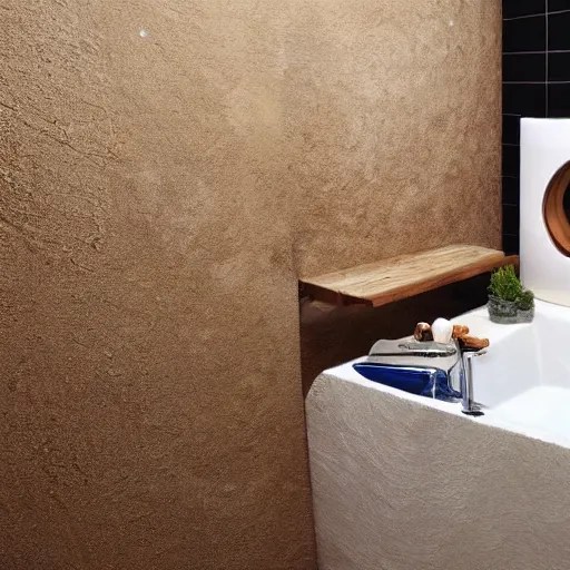 bathroom, damask wallpaper, gold fittings Stable Diffusion OpenArt