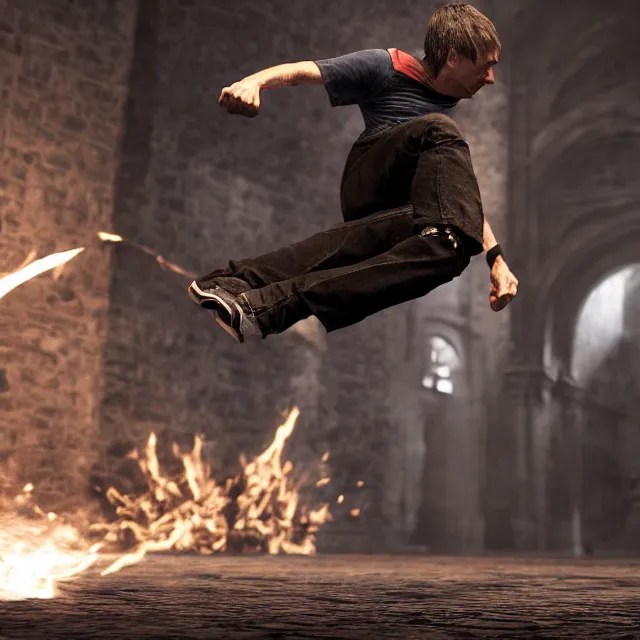 tony hawk kick flipping over a boss in dark souls, Stable Diffusion OpenArt