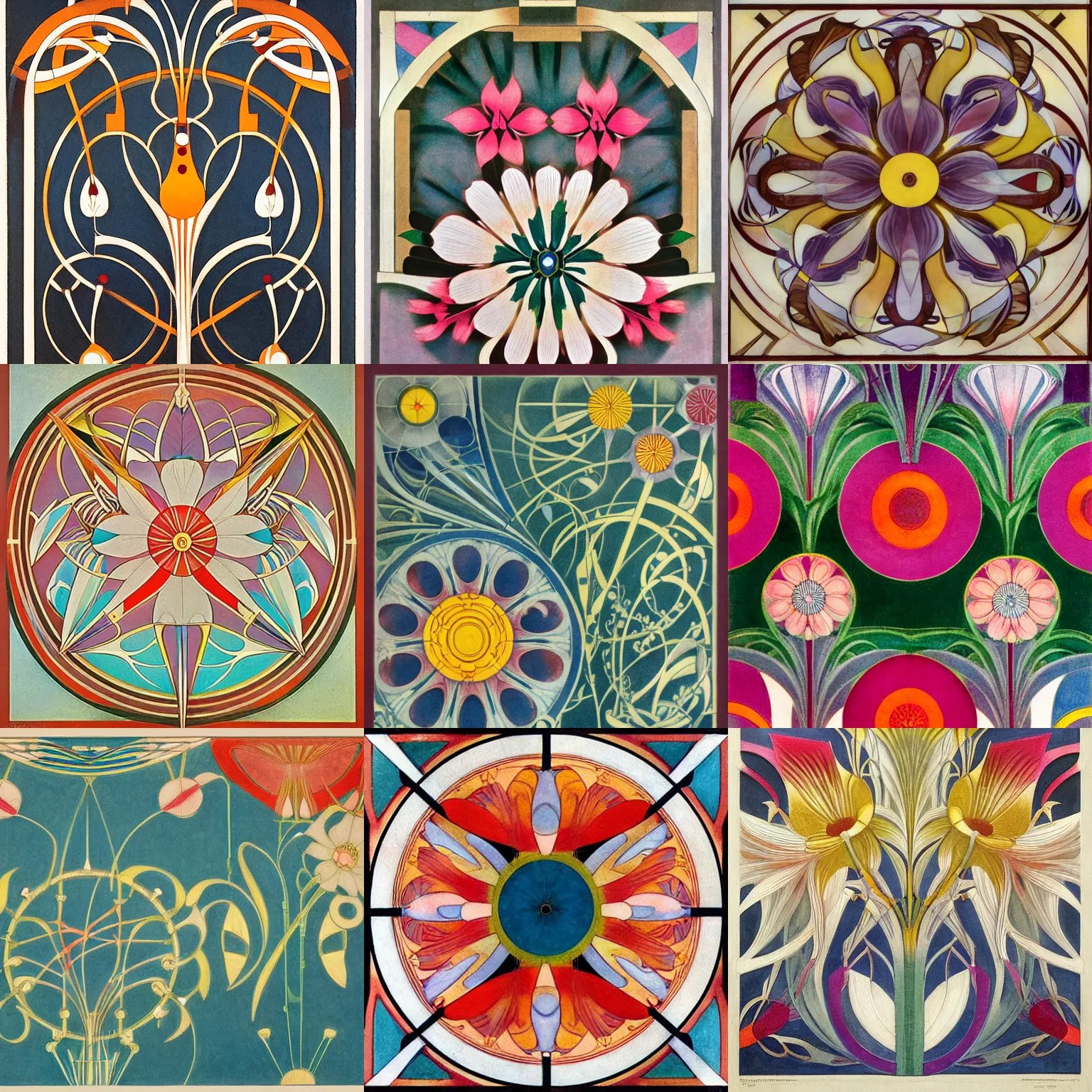 flower ( ( art deco ) ) ( ( art nouveau ) ) ( ( ( Stable Diffusion