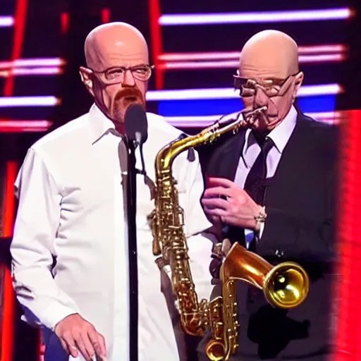walter white playing the saxophone on america's got Stable Diffusion
