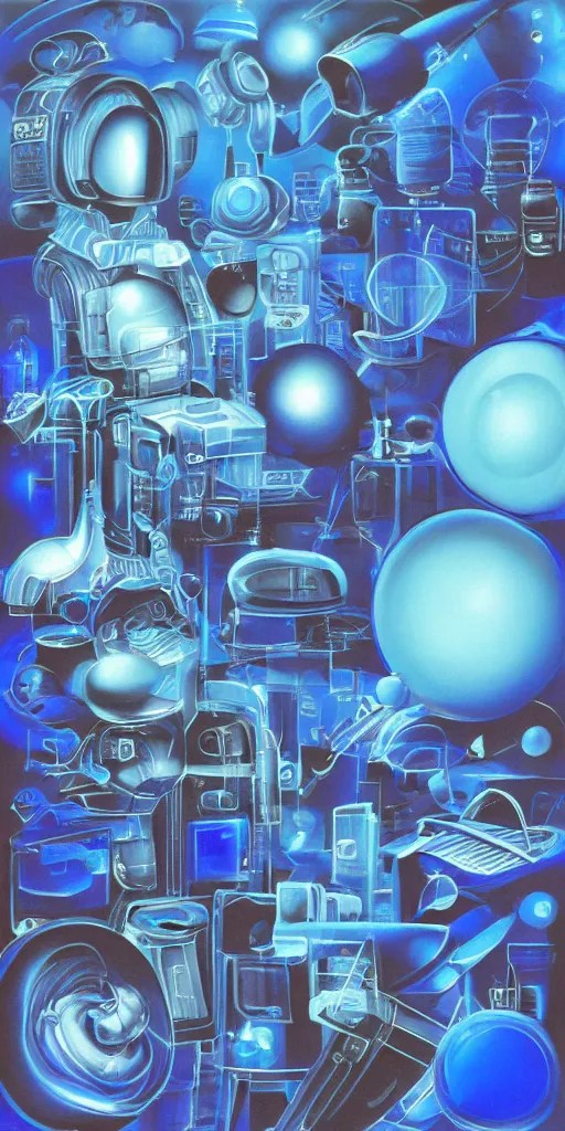 surreal airbrush painting of Cyber y2k aesthetic blue Stable Diffusion