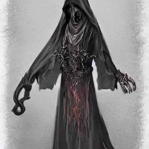 concept art of a cultist in dark robes, lovecraftian Stable Diffusion