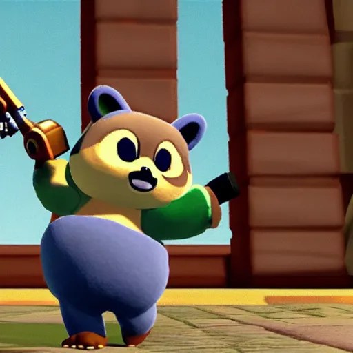 Tom nook demanding bells with a gun Stable Diffusion OpenArt