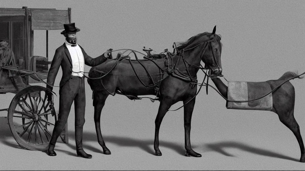 horse drawn vacuum cleaner salesman, Stable Diffusion