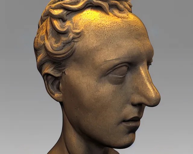 3 d render of a renaissance sculpture head, neon art, Stable Diffusion