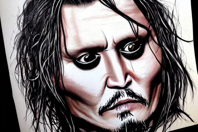 johnny depp face on a creature, by dave cavedraws, by Stable Diffusion OpenArt