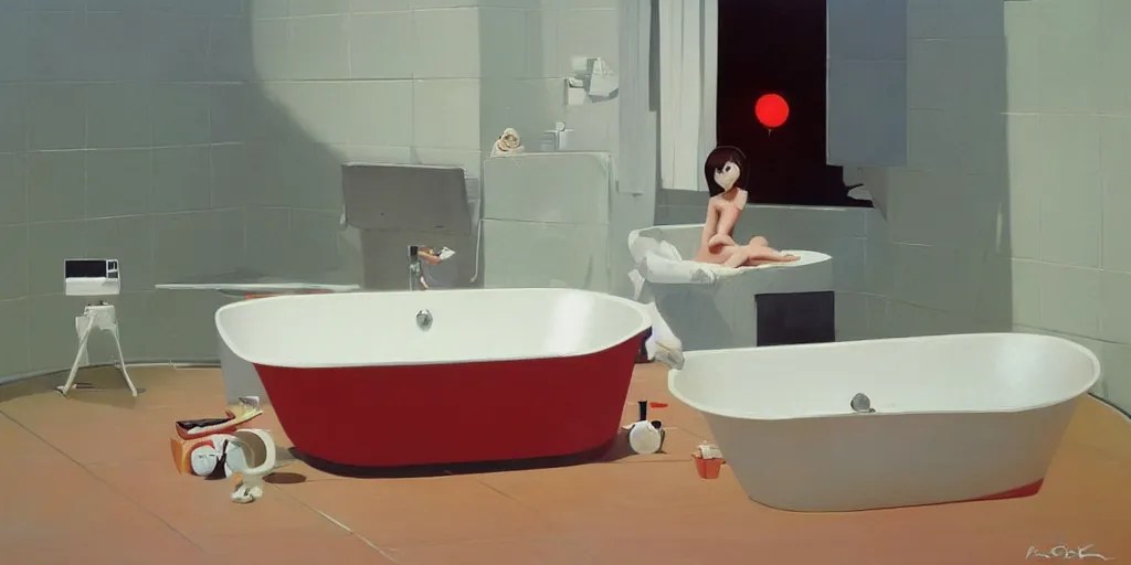 A KAWII toaster in a bathtub, painted by ilya Stable Diffusion OpenArt