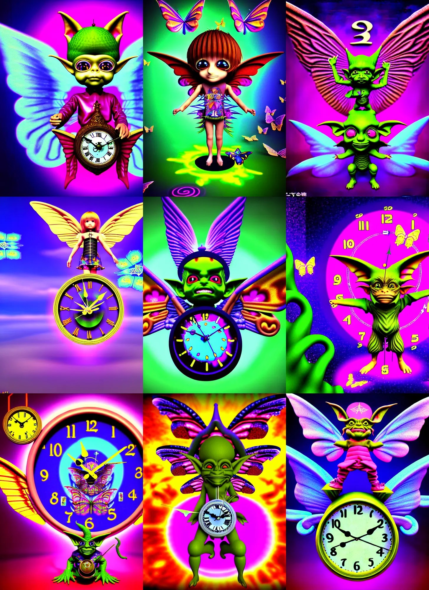 3 d render of chibi clock time wizard goblin with Stable Diffusion