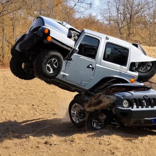 a jeep wrangler flipped upside down Stable Diffusion