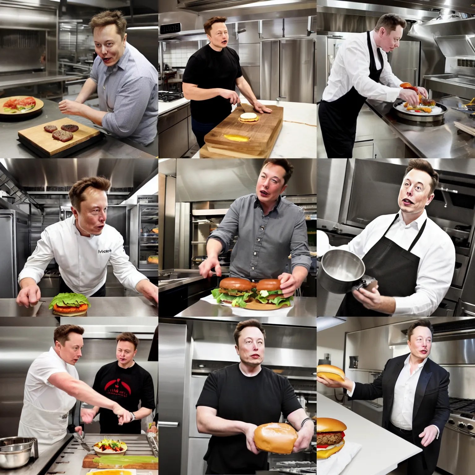 elon musk making a hamburger in a kitchen Stable Diffusion OpenArt