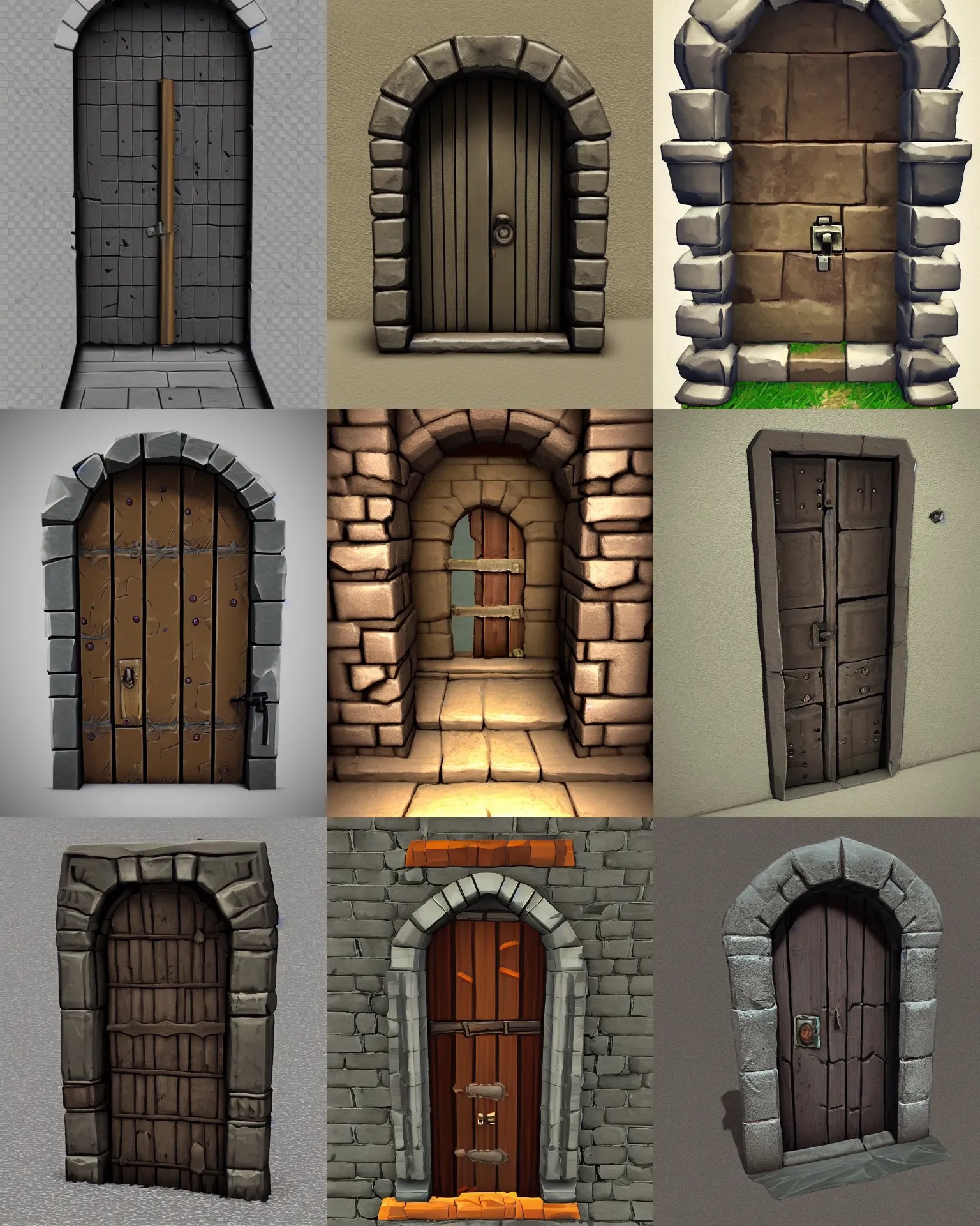 dungeon door, video game asset, low poly, front view Stable Diffusion