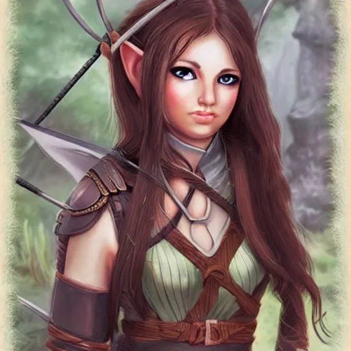 female wood elf archer, beautiful fantasy illustration, Stable Diffusion