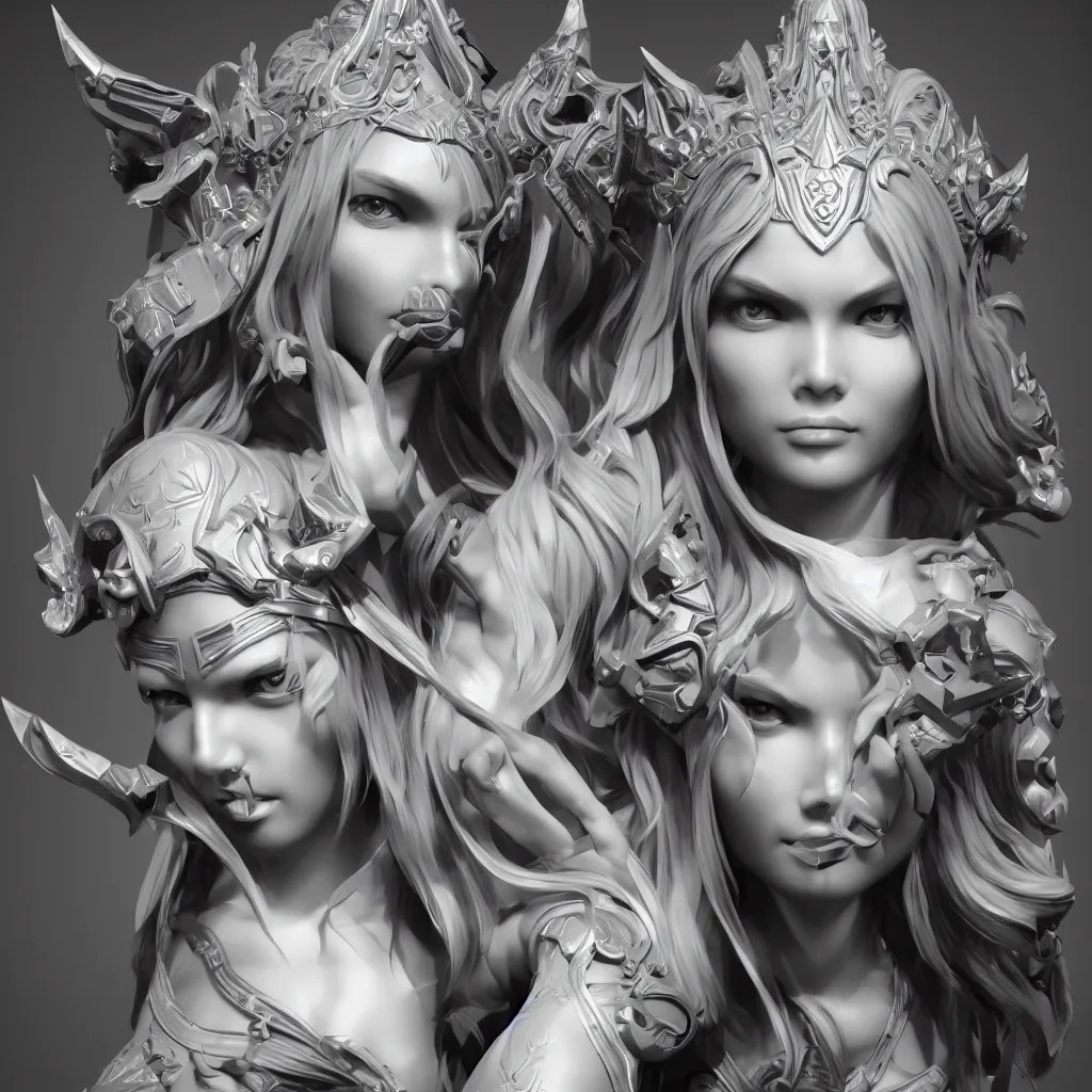 black and white 3D geometry, super cool goddess, matte Stable