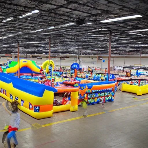 Walmart as an Inflatable bounce house, daylight, hd Stable Diffusion