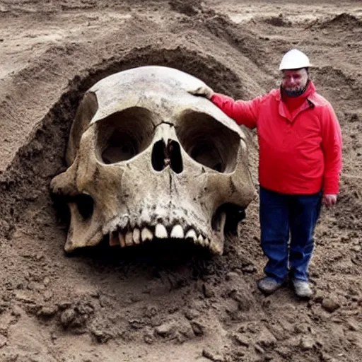 Giant skull found at excavation site, a scientist Stable Diffusion