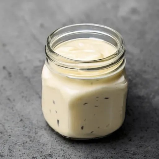 a jar of mayonnaise wearing a prison uniform in a Stable Diffusion
