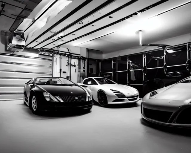 luxury car garage, black gold aesthetic, fh 5 Stable Diffusion