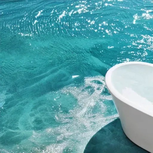 a bath tub full of water like the ocean with waves Stable Diffusion