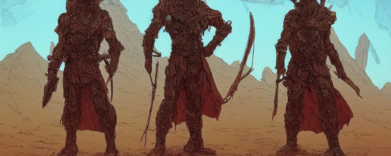 lone wandering male figure in heavy robes and desert Stable Diffusion