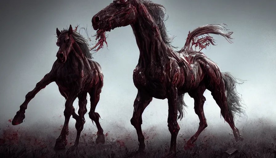 Zombie horse, hyperdetailed, artstation, cgsociety, 8k Stable Diffusion