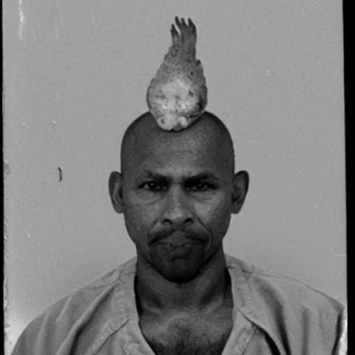 mugshot of an inmate that has a chicken head Stable Diffusion OpenArt