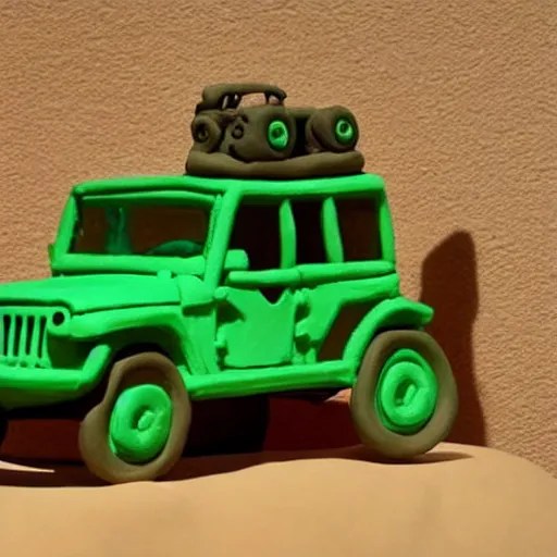 a Jeep made out of clay, claymation Stable Diffusion