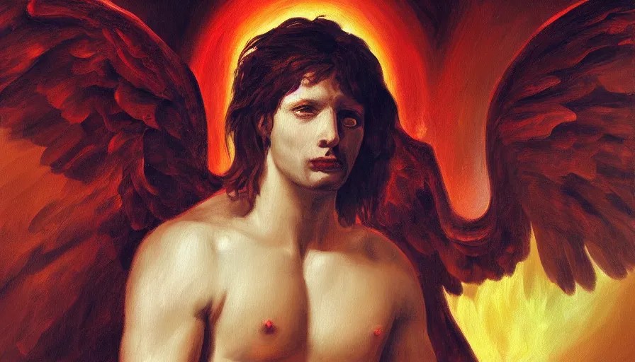 lucifer by miguel angel, oil painting, classical Stable Diffusion