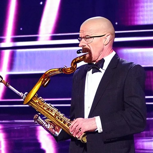 walter white playing the saxophone on america's got Stable Diffusion
