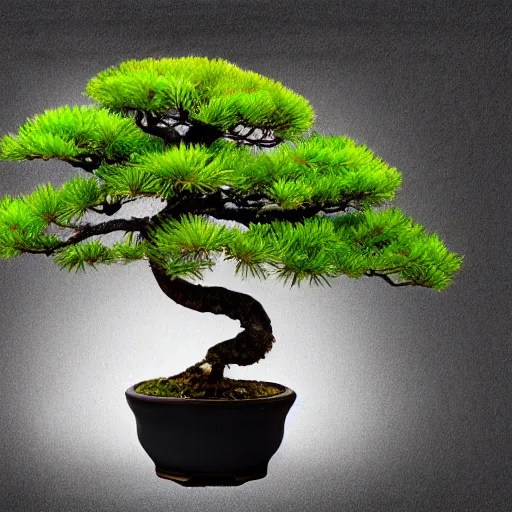 bonsai tree, cyprus, in a black pot with white Stable Diffusion OpenArt