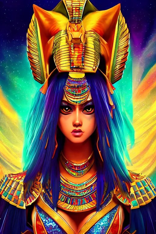 anime egyptian cat goddess, vivid colors, high Stable Diffusion OpenArt