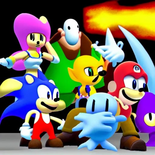 super smash bros brawl with squidward tentacles and Stable Diffusion