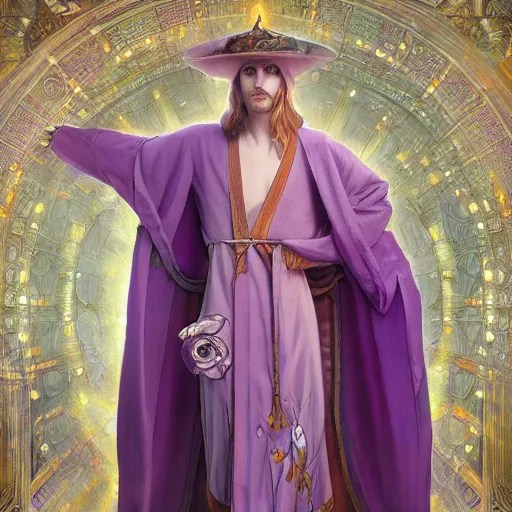 highly detailed stunning image of a purple robe wizard Stable