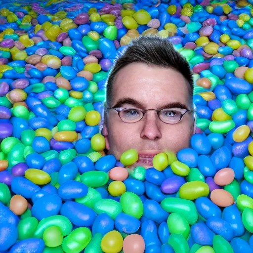 A man swimming in a sea of jelly beans Stable Diffusion OpenArt