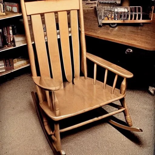 a rocking chair in a basement, craigslist photo Stable Diffusion