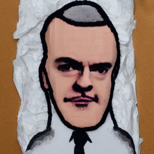 a portrait of Greg Davies made from toilet rolls Stable Diffusion