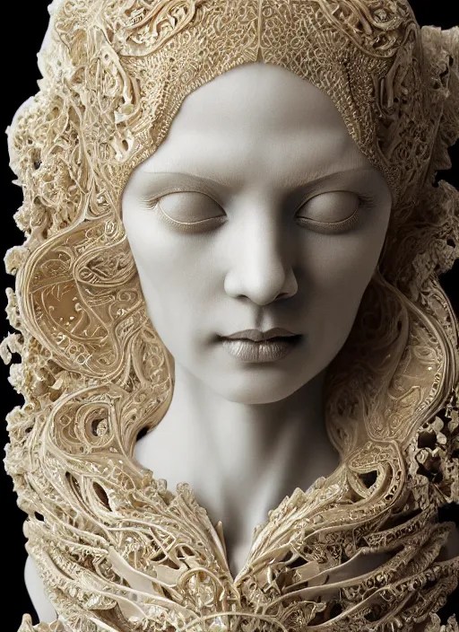 marble sculpture of beautiful woman, mandelbulb, Stable Diffusion