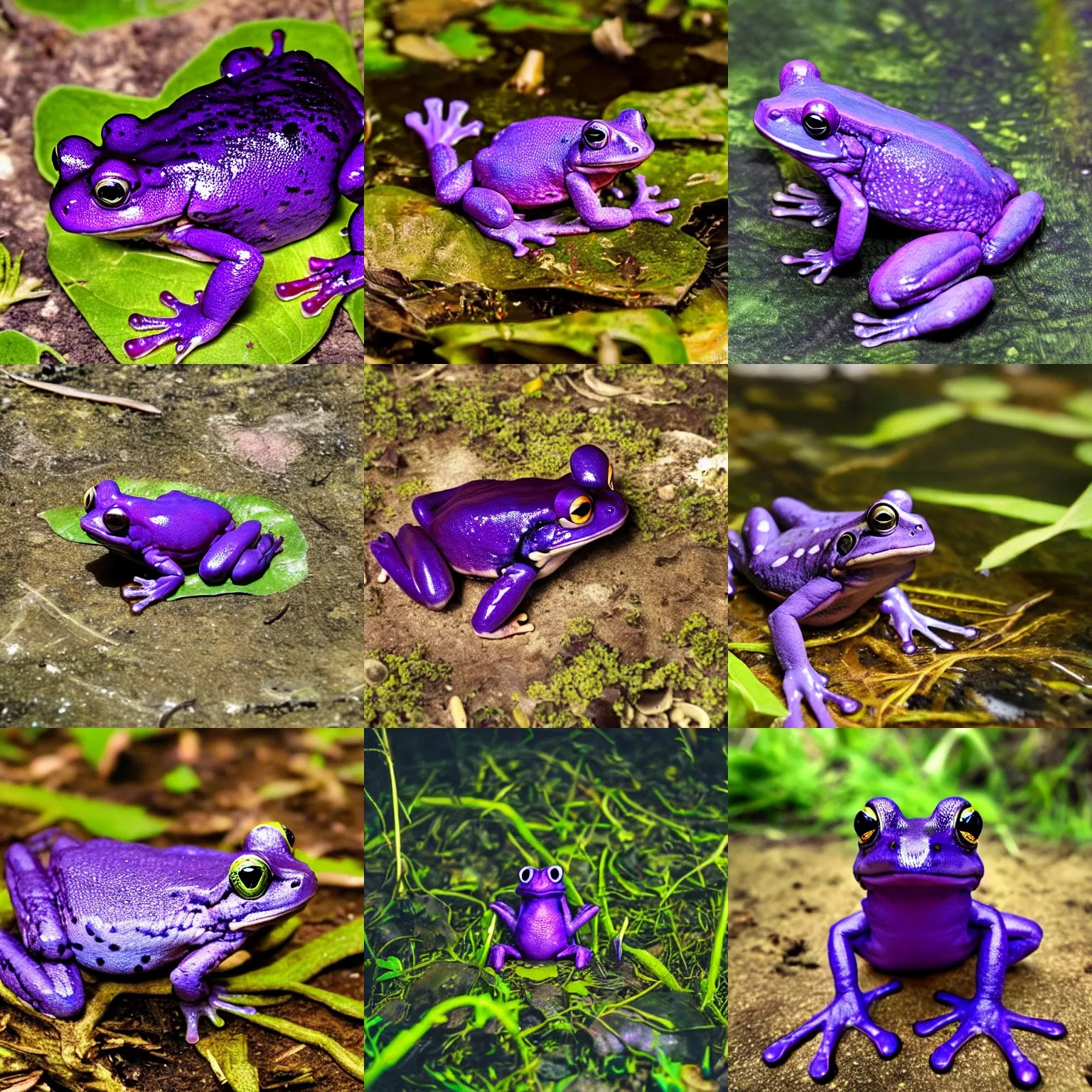 a purple frog in an alien swamp Stable Diffusion