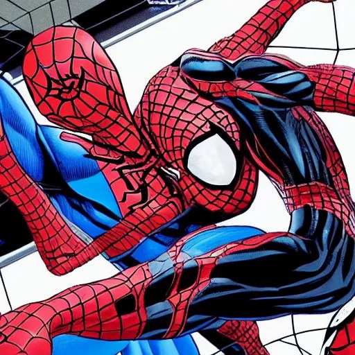 venom dunking on spiderman in a basketball court in Stable Diffusion