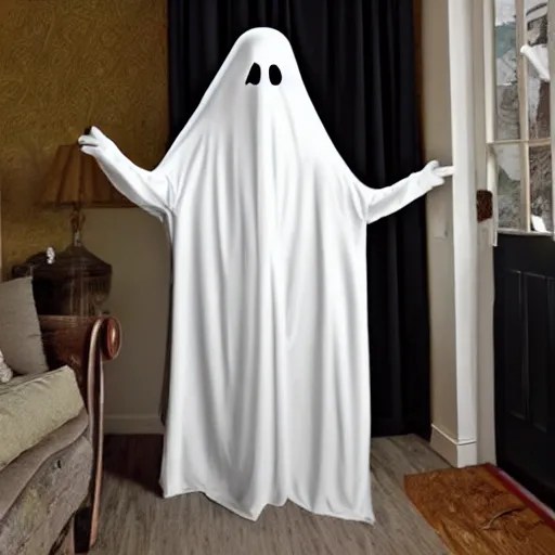 bedsheet ghost, spooky, cheesy costume Stable Diffusion OpenArt