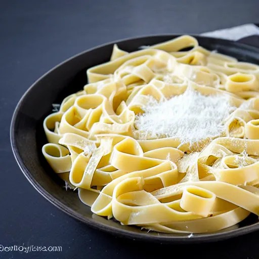 a creamy fettuccine pasta in a parmesan cheese wheel, Stable