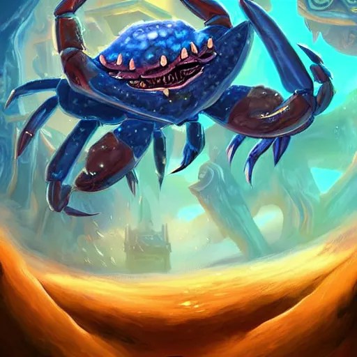 blue giant crab monster, crab claws, fantasy digital Stable Diffusion