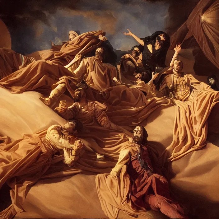 death of duke leto atreides in baroque style painting, Stable Diffusion