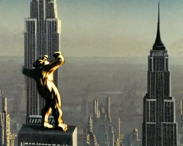 art deco king kong climbing the empire state building Stable Diffusion OpenArt