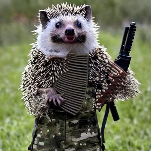 still image of a hedgehog wearing body armor, hedgehog Stable Diffusion