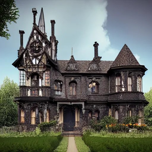 gothic victorian house in the country, pixar, sparkly Stable Diffusion