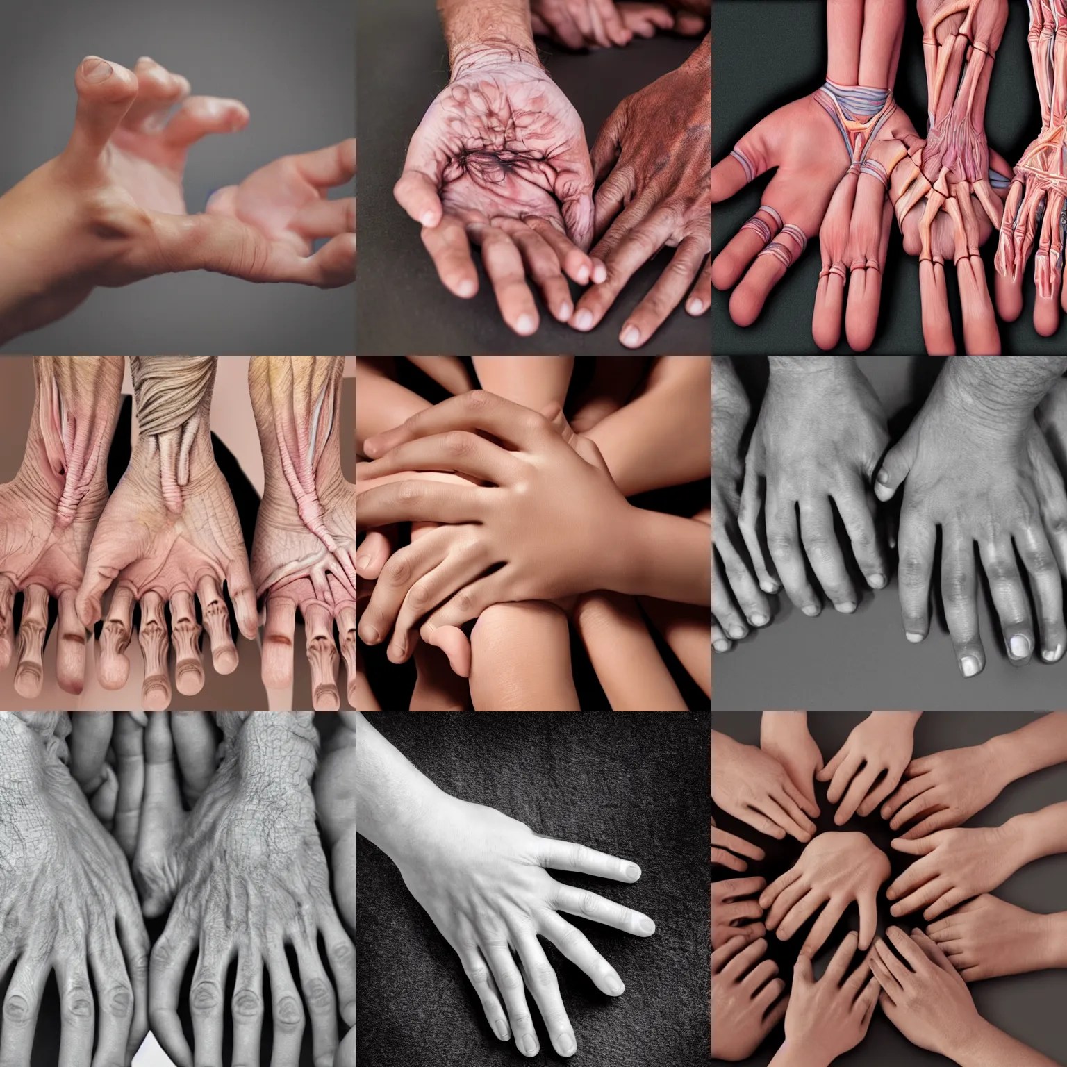 human hands in various poses, intricate, highly Stable Diffusion